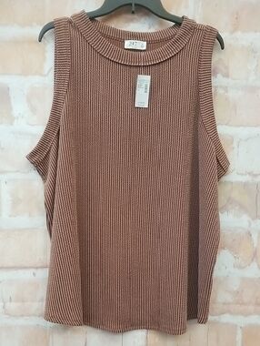 NWT Maurices Ribbed Knit Sleeveless Tank Top in Mauve Brown Size 2X